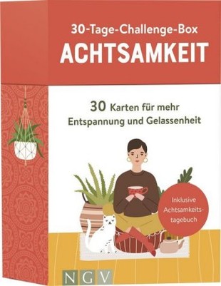 30-Tage-Challenge-Box Achtsamkeit, Meditationskarten u. Achtsamkeitstagebuch