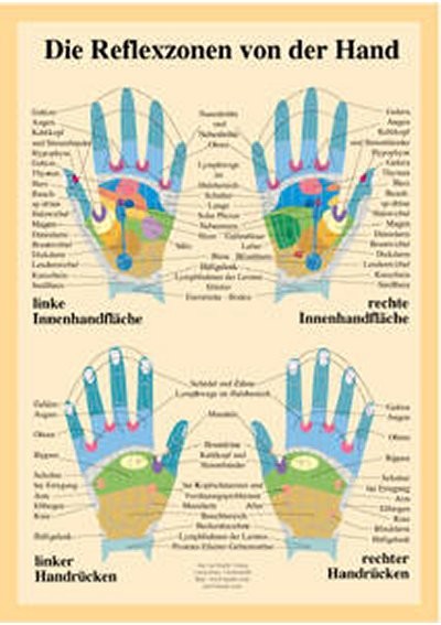 Die Reflexzonen von der Hand - Karte